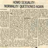 Homo Sexuality: Normality Questioned Again