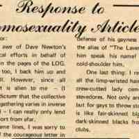 Letter to the Editor: Response to Homosexuality Articles