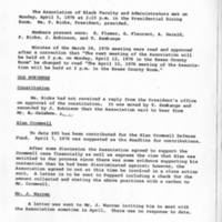 Association of Black Faculty and Administrators Meeting Minutes, April 5, 1976