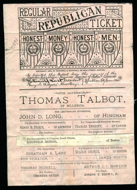 1878 Republican Ticket "Honest Men, Honest Money"