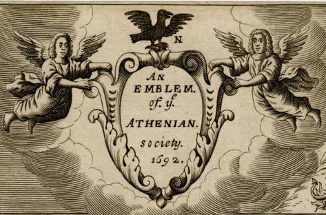 Image from the frontispiece of Gildon's work <em>The History of the Athenian Society</em>